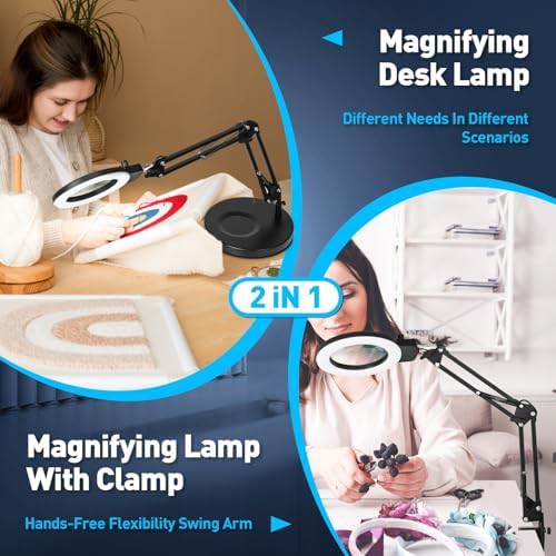 Magnifying glass lamp with overhead knob — photo 4