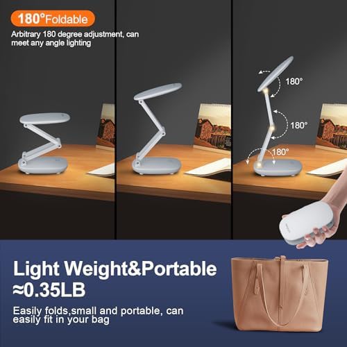 White foldable rechargeable LED desk lamp — photo 3