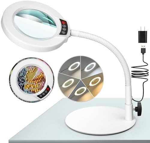 White gooseneck magnifying lamp for hobbies