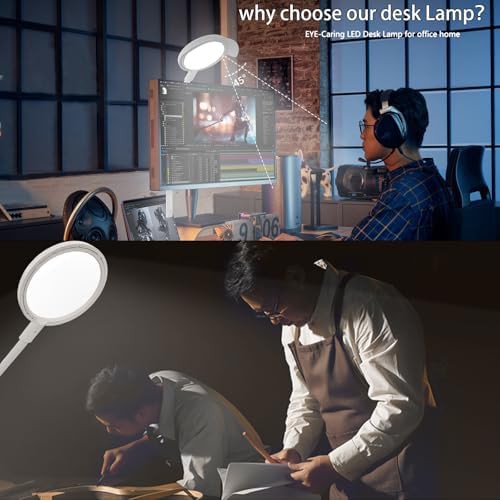 White ring light desk lamp with clamp — photo 4