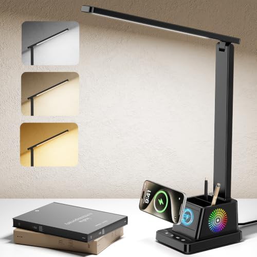 Black Desk Lamp with Wireless Charger