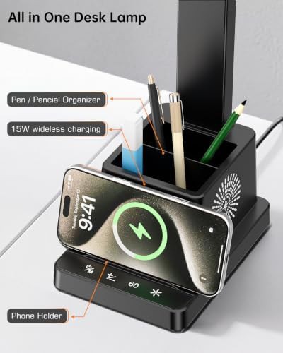 Black Desk Lamp with Wireless Charger — photo 3