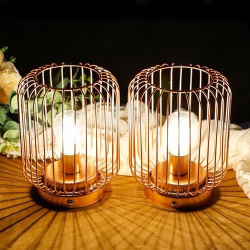 Rechargeable Cordless Gold Cylinder Lamp Set — photo 5