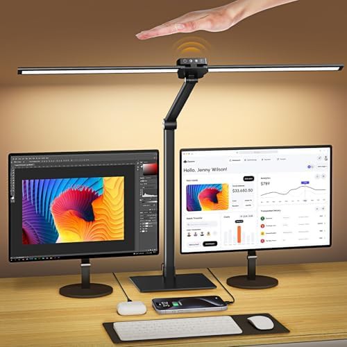 Dual Screen Monitor Lamp with Weighted Base