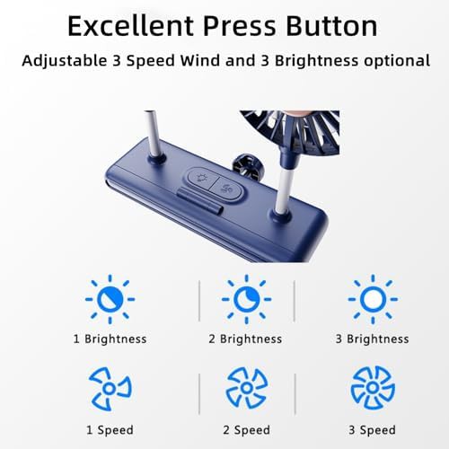 Dark Blue Monitor Clip Fan with Light — photo 4