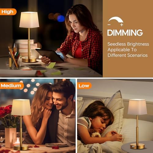 Gold Cordless Rechargeable LED Table Lamp — photo 3