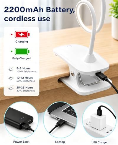 Rechargeable Clip On Reading Light with Touch Control — photo 4