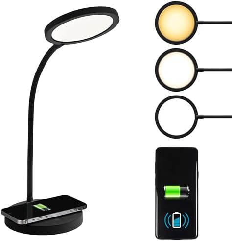 Circular Black LED Wireless Charging Lamp