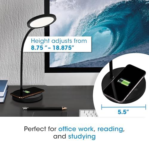 Circular Black LED Wireless Charging Lamp — photo 5