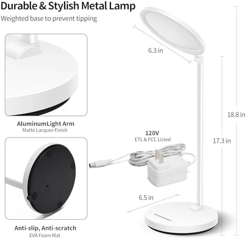 White Swing Arm LED Study Lamp — photo 4