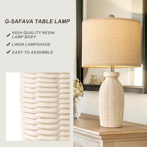 Beige Boho Farmhouse Table Lamp Set — photo 3
