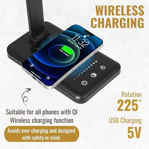 Black study lamp with wireless charger — photo 3