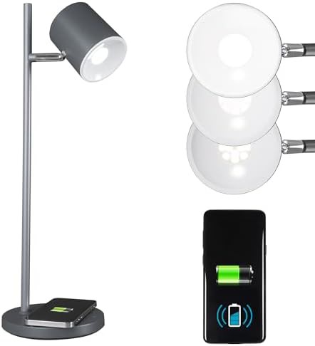 Modern Grey LED Lamp with Wireless Charging