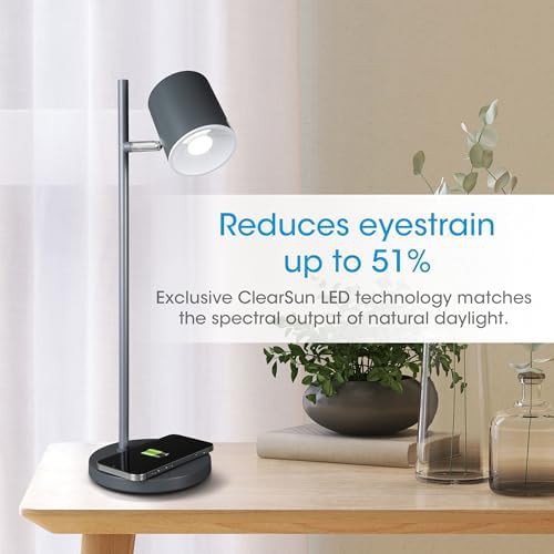 Modern Grey LED Lamp with Wireless Charging — photo 3