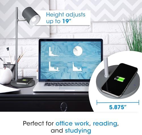 Modern Grey LED Lamp with Wireless Charging — photo 5