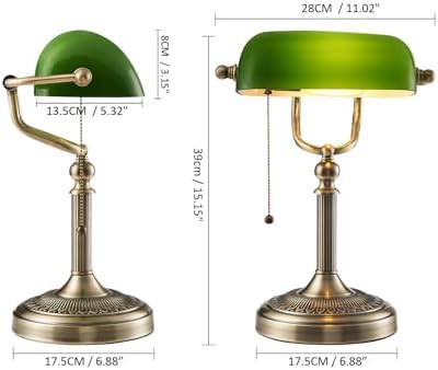 Green and Antique Glass Bankers Lamp Pair — photo 4