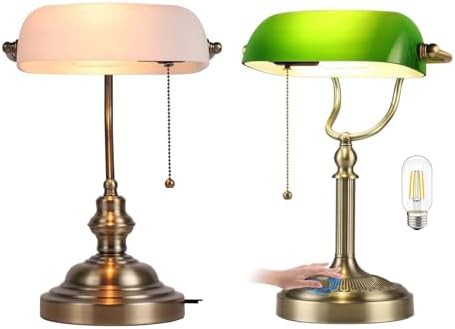 White Matted and Dimmable Green Bankers Lamps