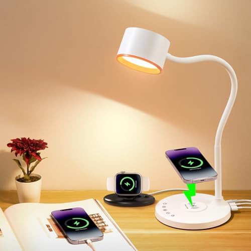 Bedside Desk Lamp with Wireless Charging