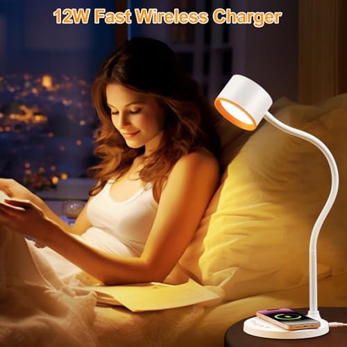 Bedside Desk Lamp with Wireless Charging — photo 3