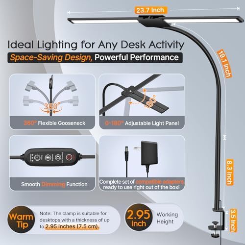Flexible Gooseneck Dual Head Lamp with Clamp — photo 4