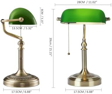 Green glass plug in bankers desk lamp — photo 5