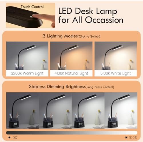 Modern Dimmable LED Study Lamp in Black — photo 3