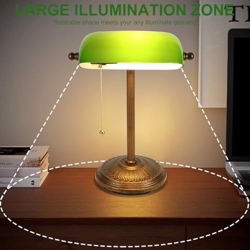 Retro Gold and Green Bankers Lamp — photo 3