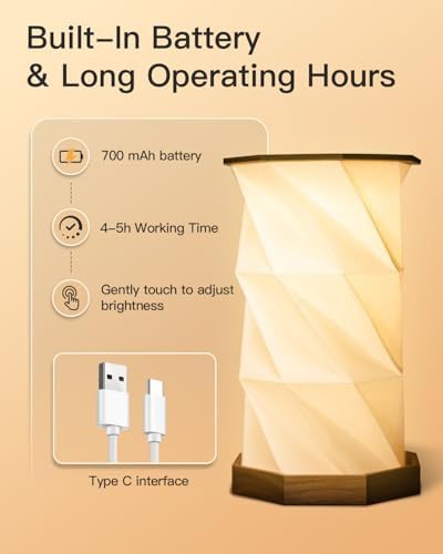 Wood Grain Foldable Paper Table Lamp — photo 3