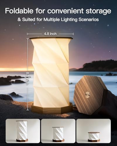 Wood Grain Foldable Paper Table Lamp — photo 4