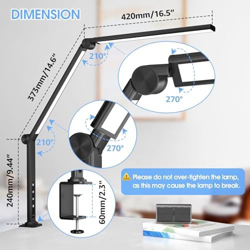 Adjustable Swing Arm Clamp Desk Light — photo 3