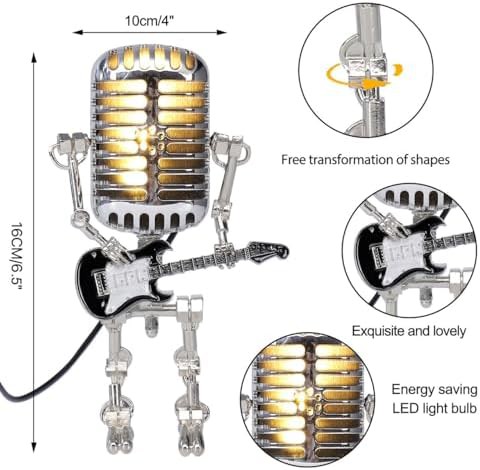 Vintage Microphone Guitar Robot Desk Lamp — photo 3