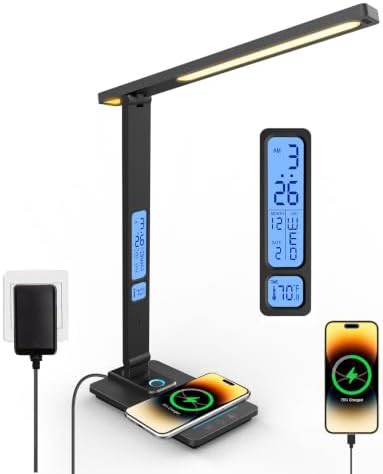 Black LED Desk Lamp Charging Station