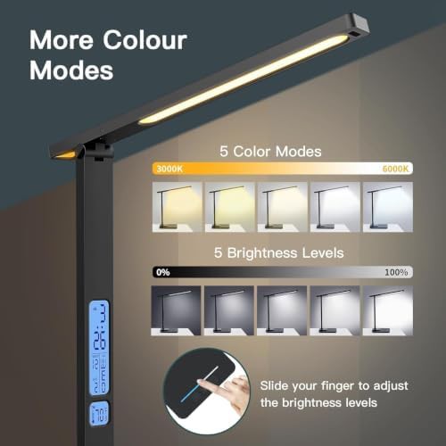 Black LED Desk Lamp Charging Station — photo 3