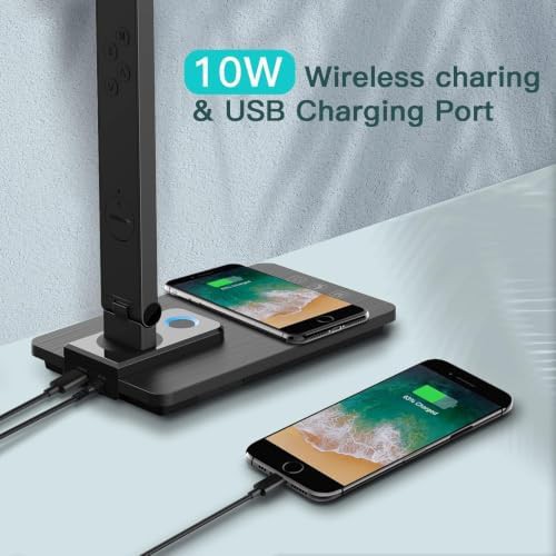 Black LED Desk Lamp Charging Station — photo 4