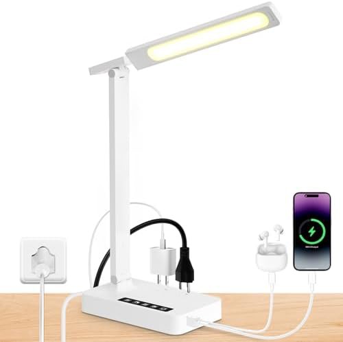 White LED Desk Lamp with AC Outlets