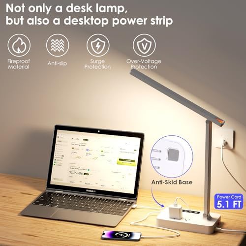 White LED Desk Lamp with AC Outlets — photo 3