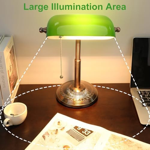 Copper and green retro bankers lamp — photo 3