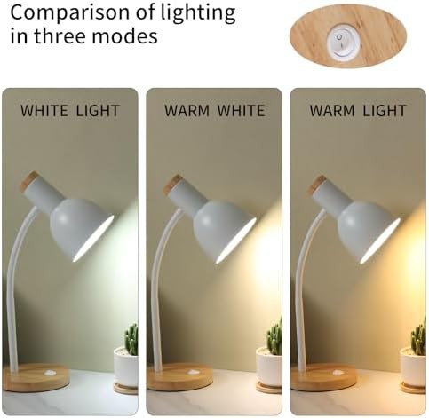 Adjustable Wooden Desk Lamp with Metal Shade — photo 3