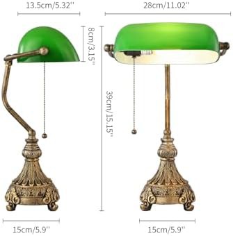 Vintage green glass bankers lamp with LED — photo 5