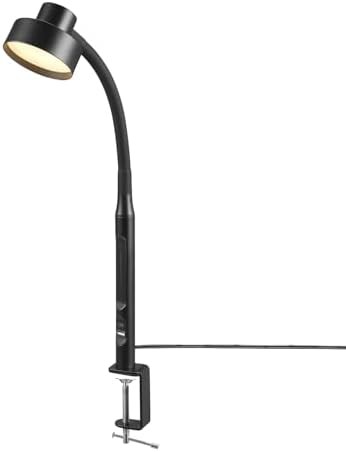 Matte Black LED Clamp Lamp with Gooseneck