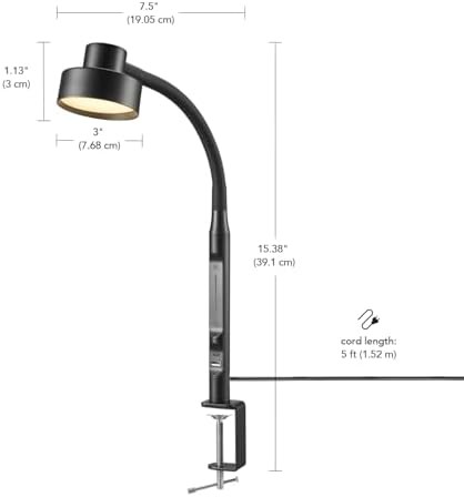 Matte Black LED Clamp Lamp with Gooseneck — photo 4