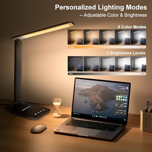 Black Adjustable LED Lamp with USB Port — photo 3