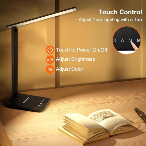 Black Adjustable LED Lamp with USB Port — photo 5