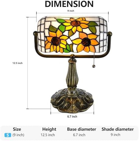 Sunflower Stained Glass Bankers Piano Light — photo 3