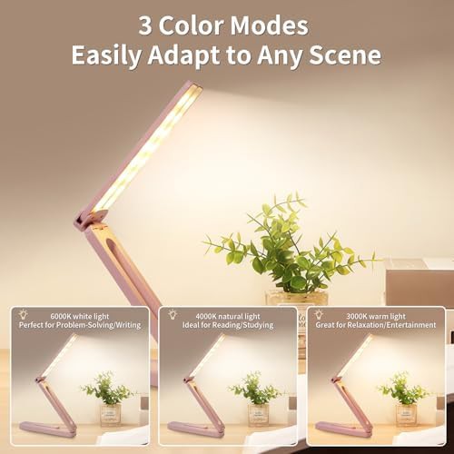 Pink Foldable Dual Head LED Desk Lamp — photo 3