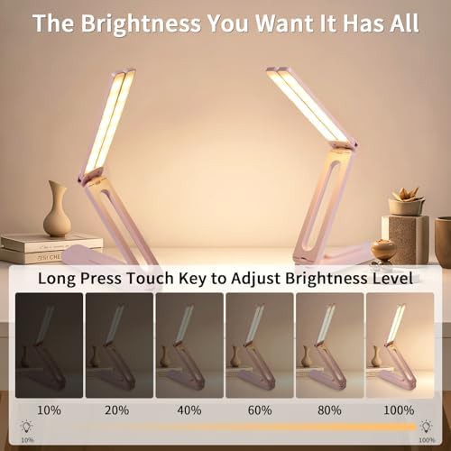Pink Foldable Dual Head LED Desk Lamp — photo 4