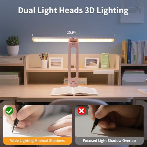 Pink Foldable Dual Head LED Desk Lamp — photo 5