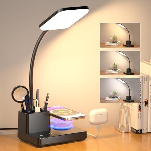 Matte Black Lamp with Pen Holder