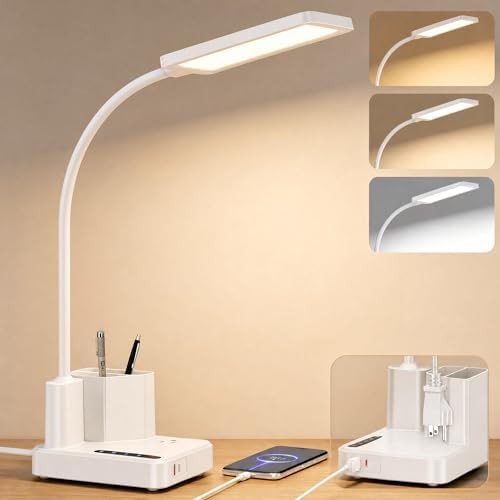 White Gooseneck Lamp with Three Light Modes