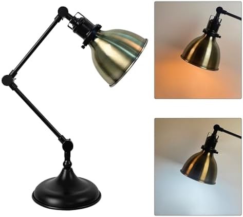 Antique brass swing arm industrial table lamp